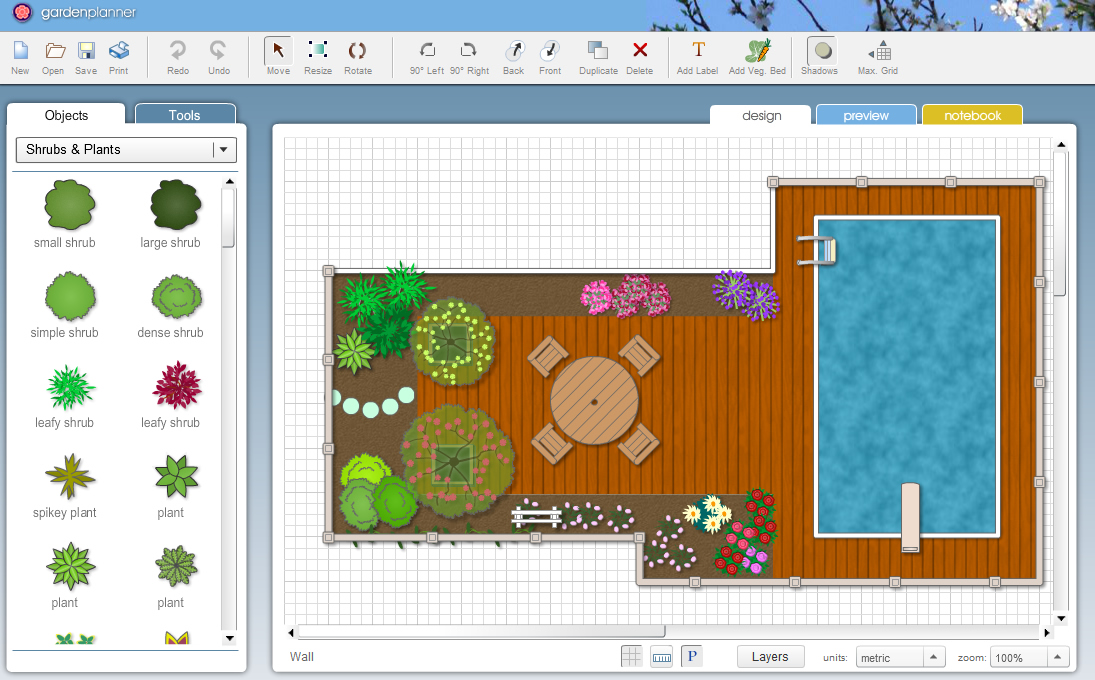 screenshot of garden planner