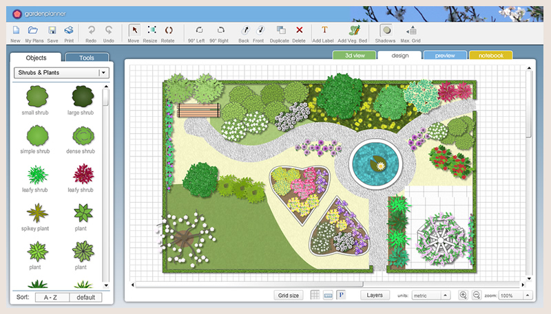 screenshot of garden planner